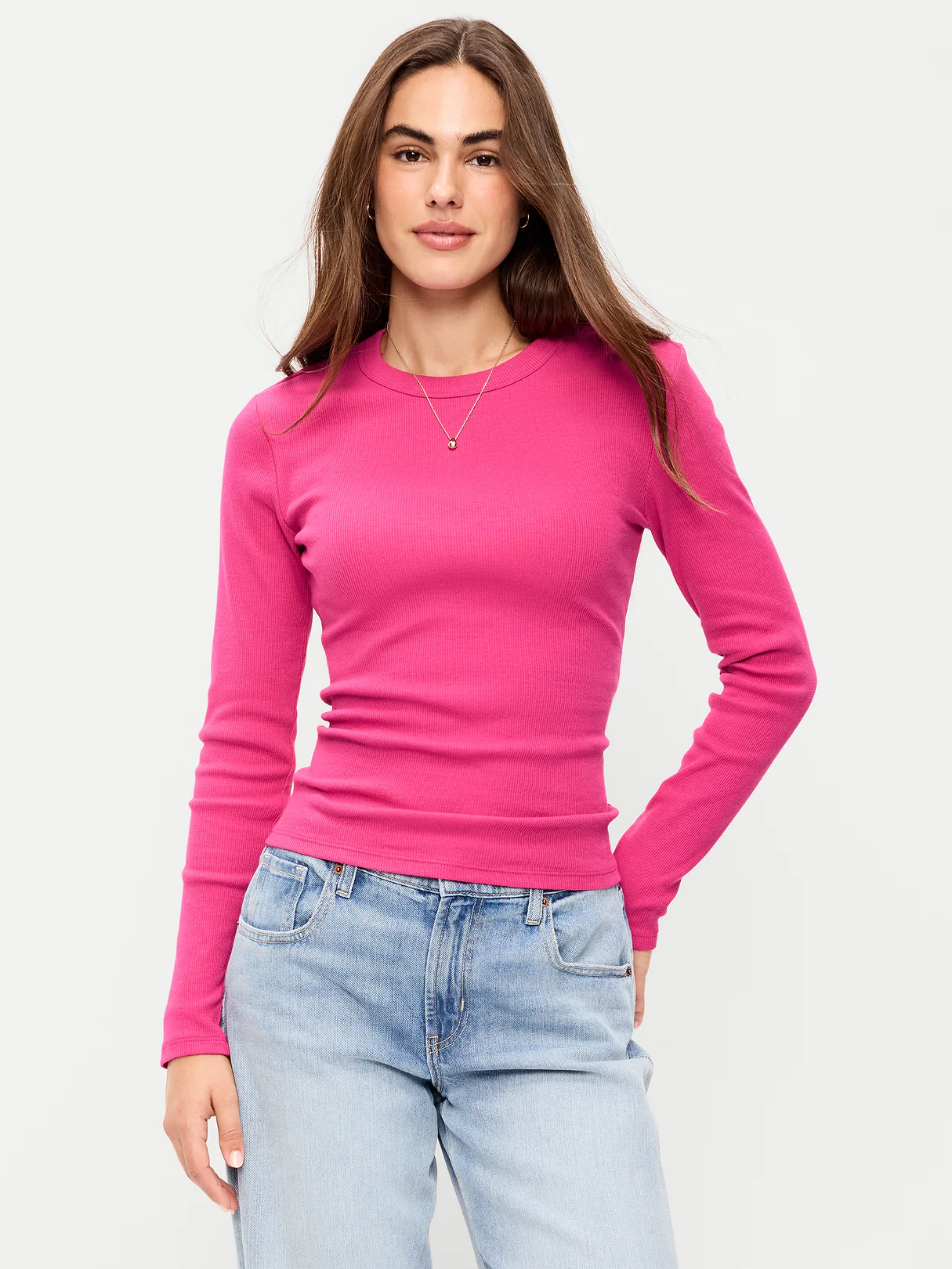 Snug Long-Sleeve Striped Ribbed T-Shirt - Papyrus Flower