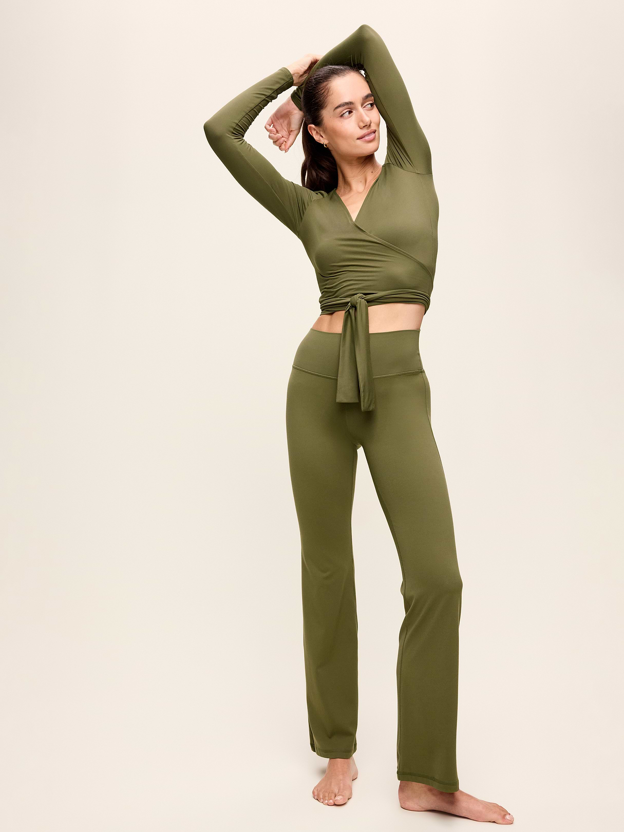 StudioSmooth Long-Sleeve Wrap Top - Hearthwood