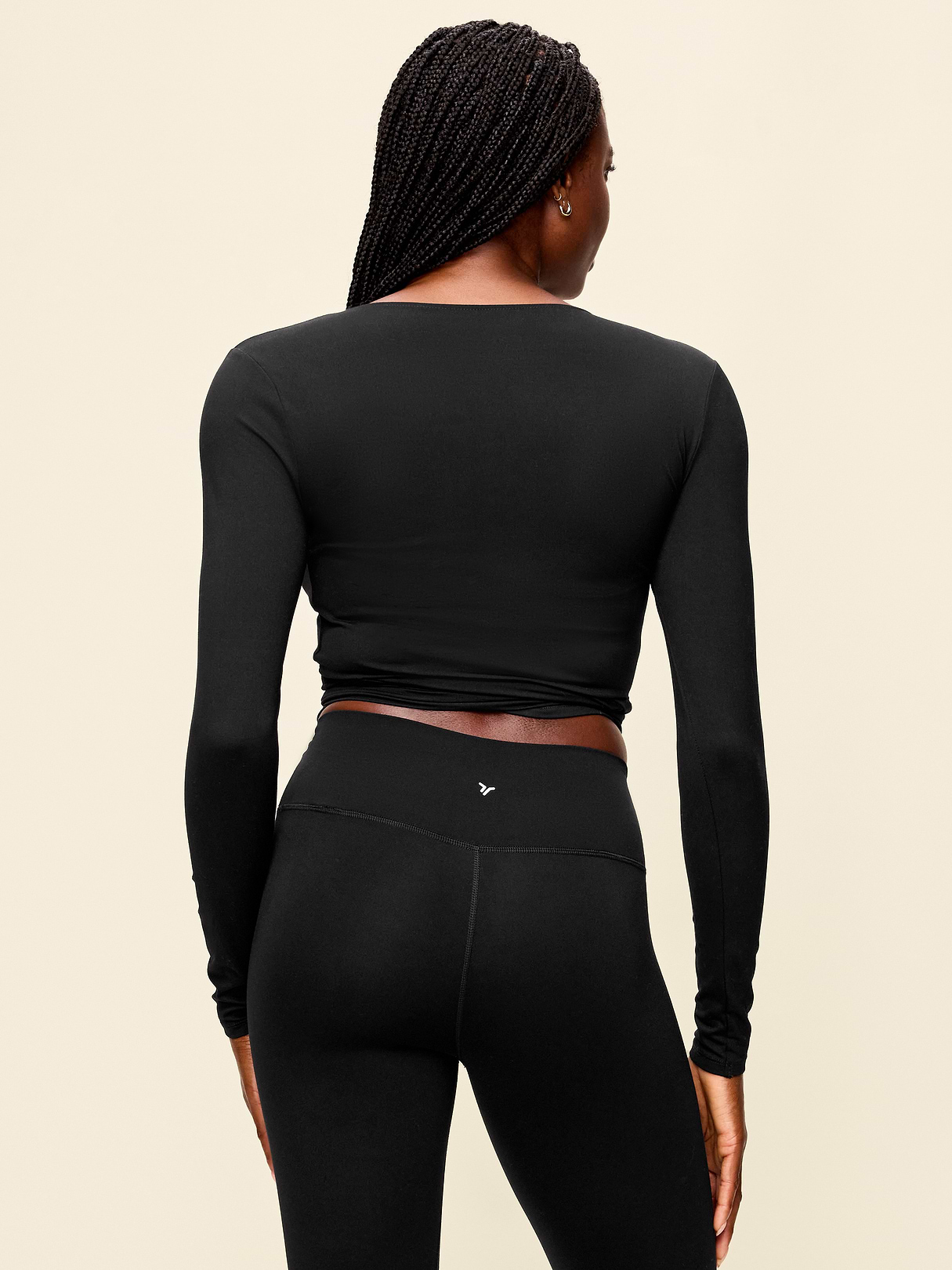 StudioSmooth Long-Sleeve Wrap Top - Black Jack