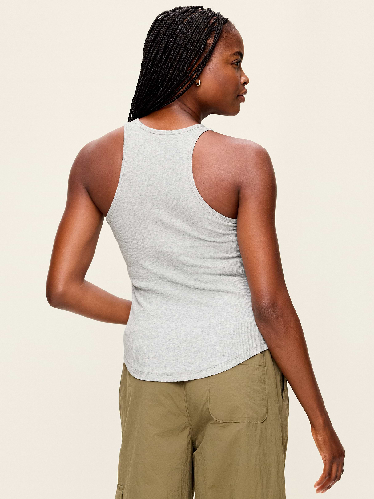 Exhale Seamless Fitted Rib Tank - Heather Gray