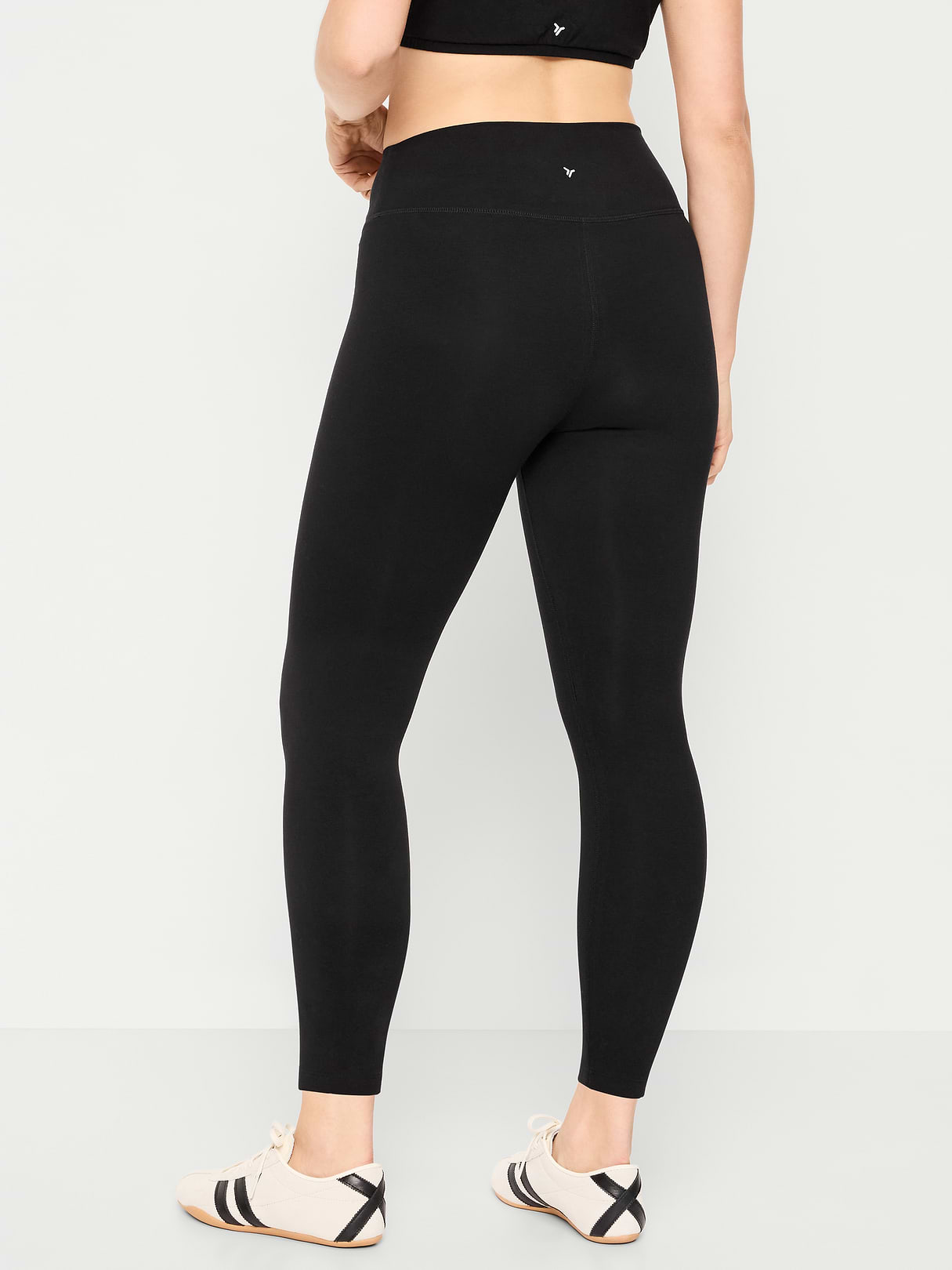 High-Waisted PowerChill 7/8 Cotton Leggings - Black Jack