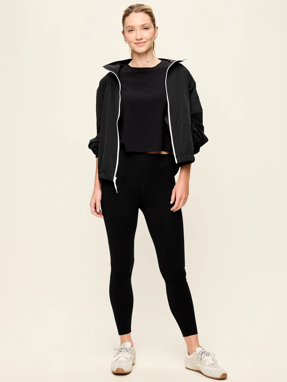 High-Waisted PowerChill 7/8 Cotton Leggings - Black Jack