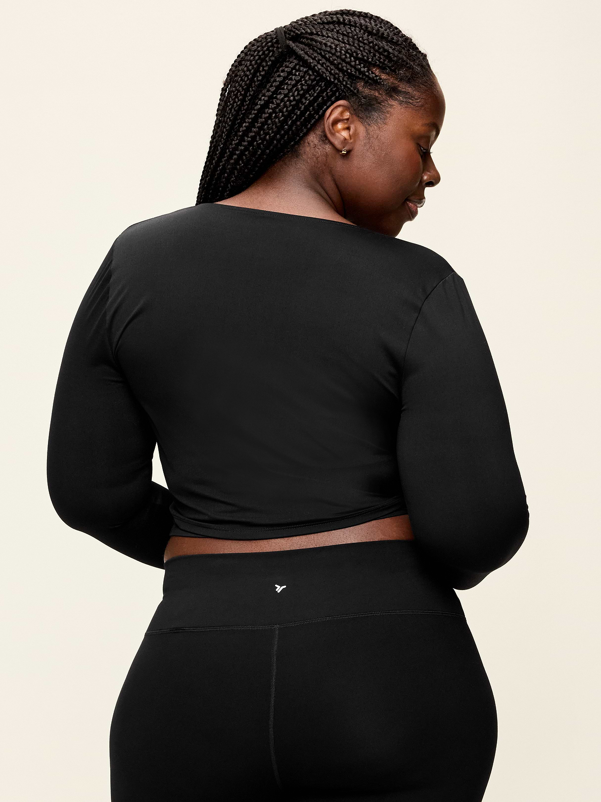 StudioSmooth Long-Sleeve Wrap Top - Black Jack