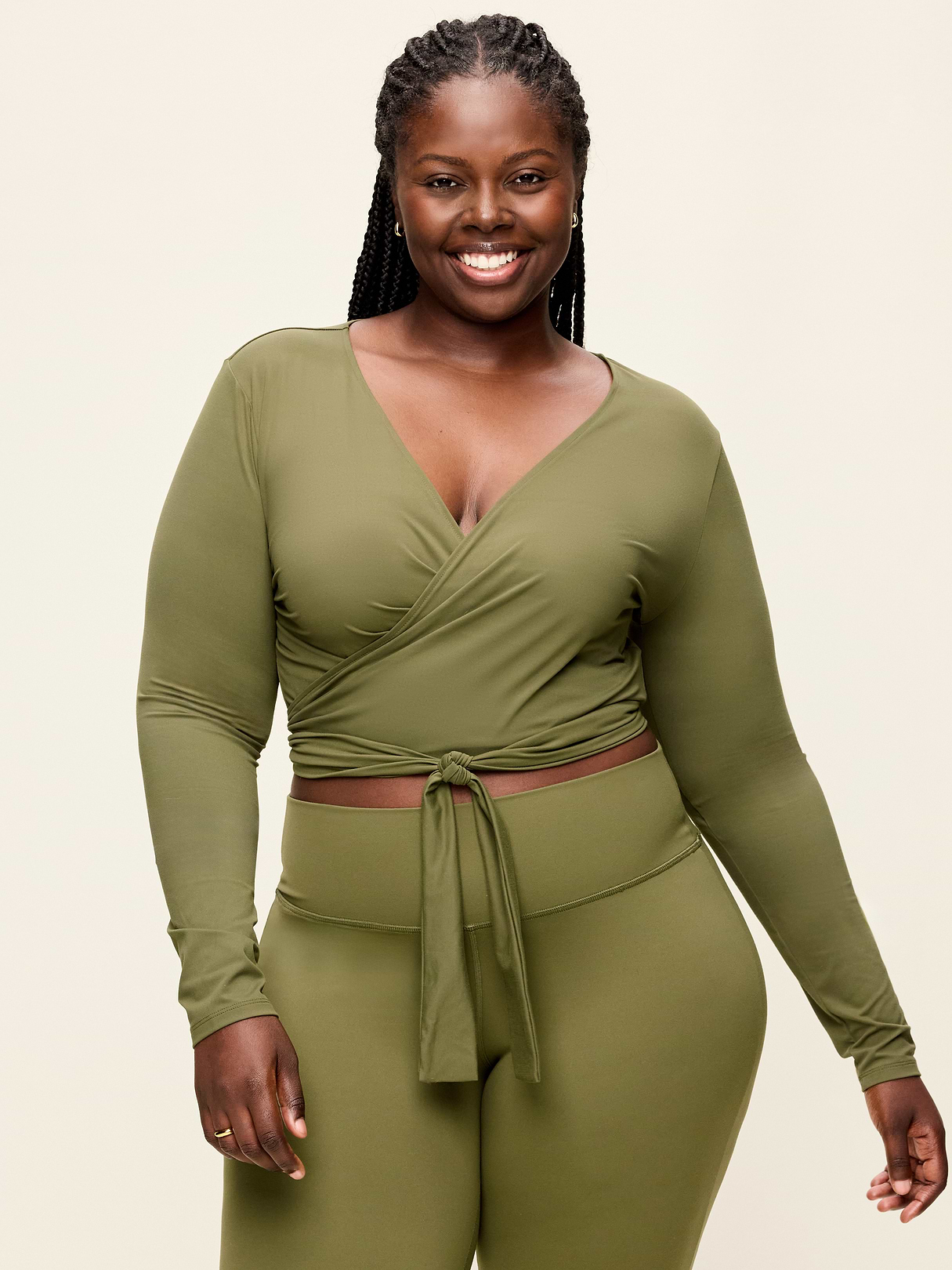 StudioSmooth Long-Sleeve Wrap Top - Hearthwood