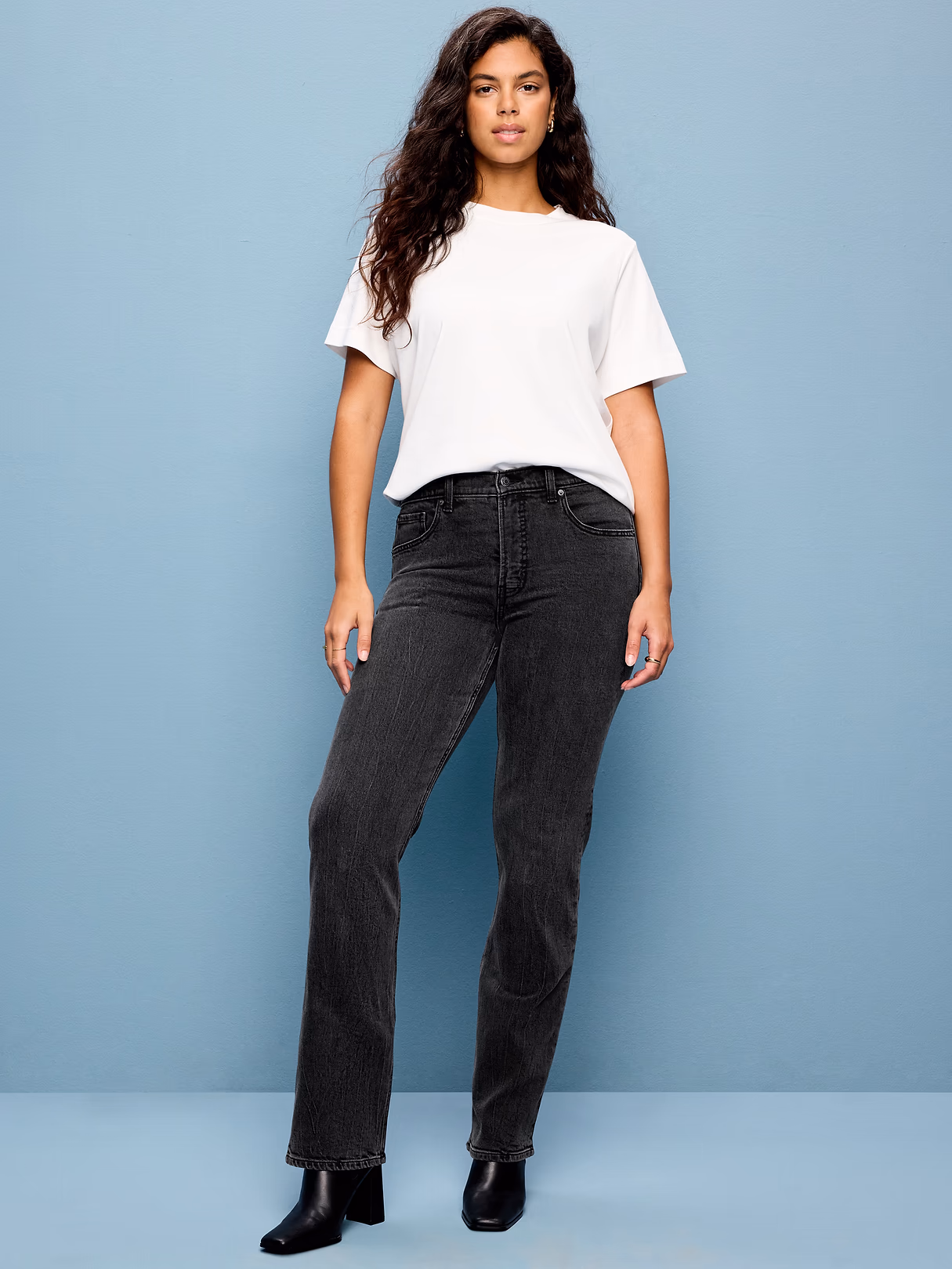 Mid-Rise Straight Leg Jeans - Grey Matter