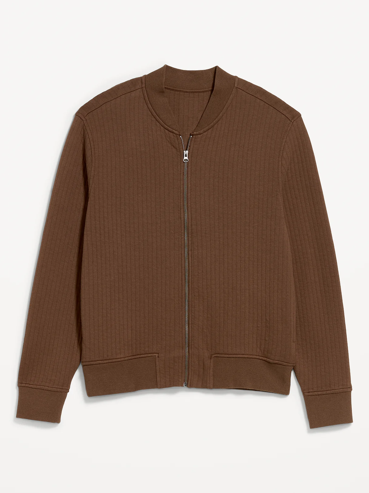 Quilted Fleece Bomber Jacket - Dark Walnut