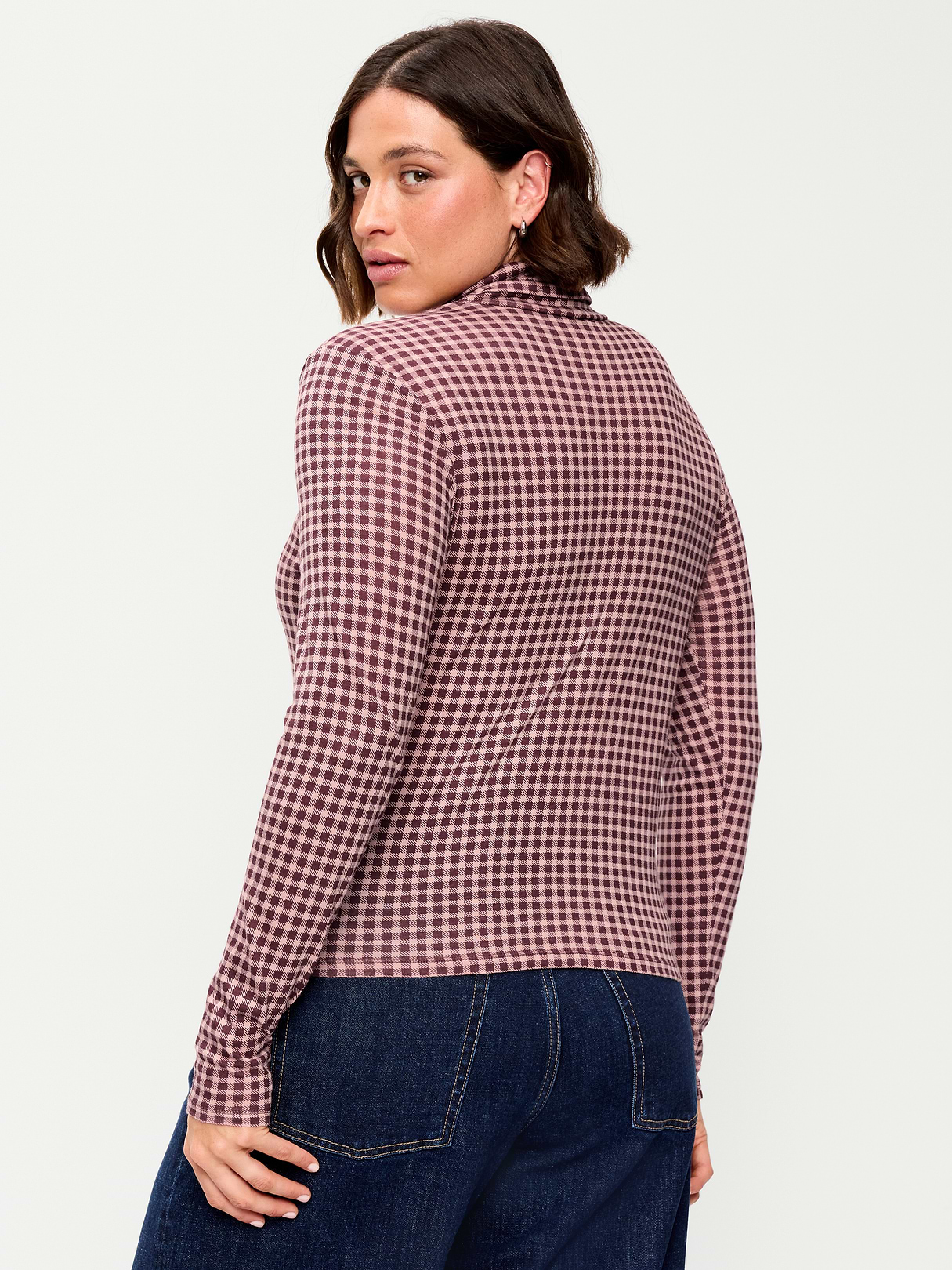 Slim-Fit Turtleneck - Red Gingham
