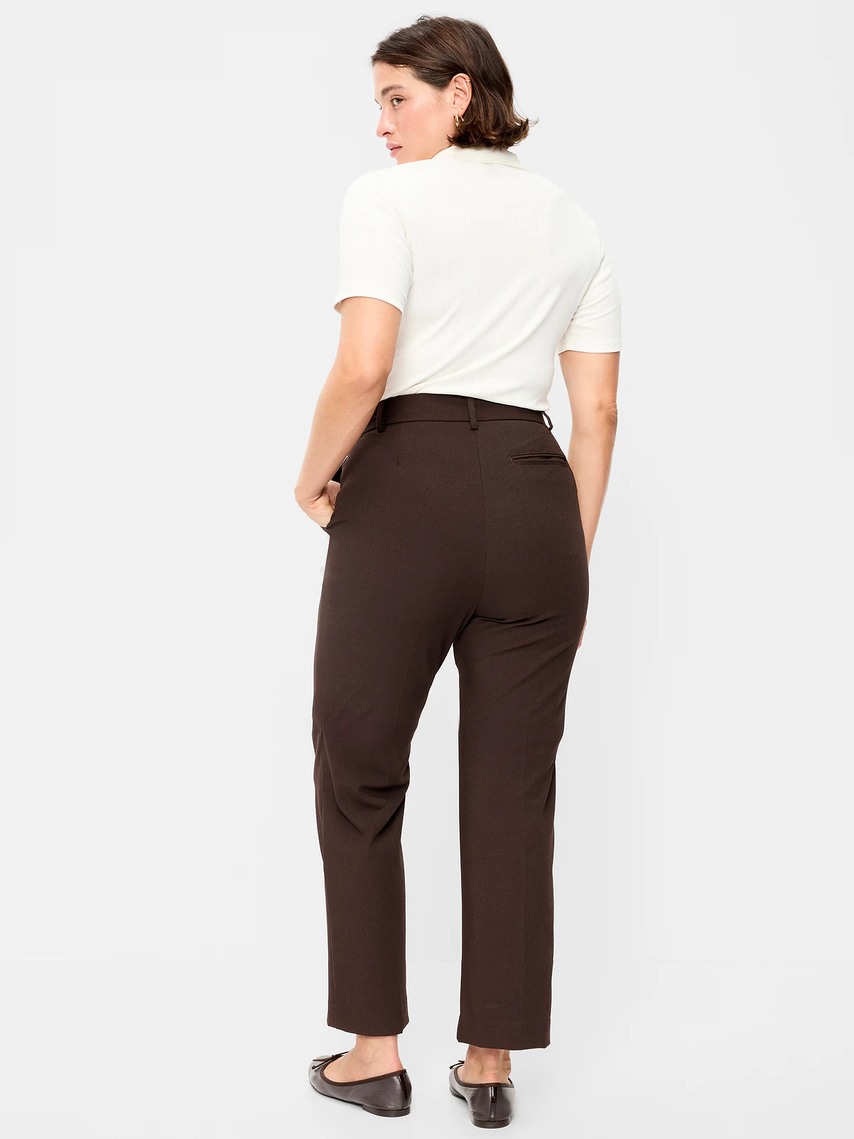 Extra High-Waisted Straight-Leg Twill Pants - Black Coffee