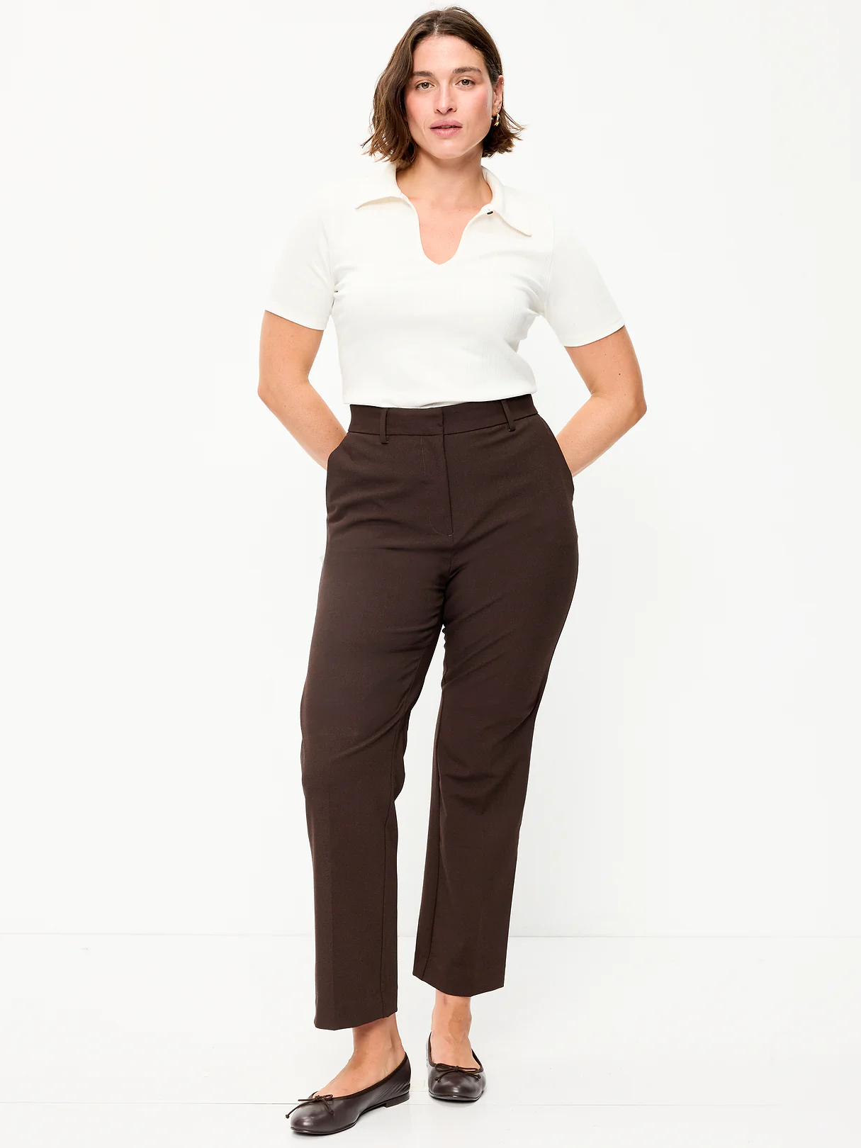 Extra High-Waisted Straight-Leg Twill Pants - Black Coffee