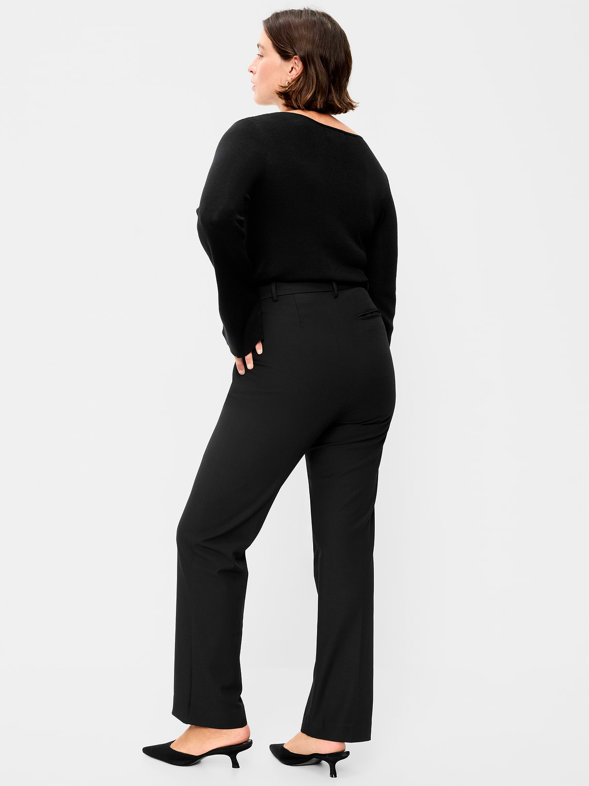 Extra High-Waisted Straight-Leg Twill Pants - Black Jack