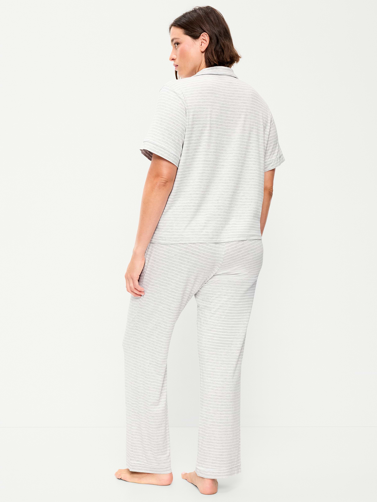 Sunday Sleep Knit Jersey Pant Set - Gray Stripe