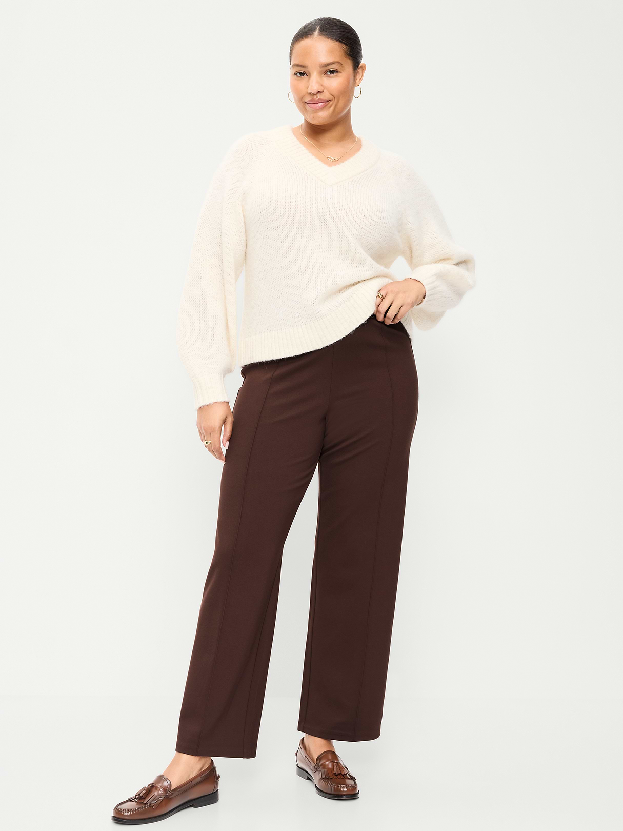 Extra High-Waisted Stevie Straight Pants - Earthen