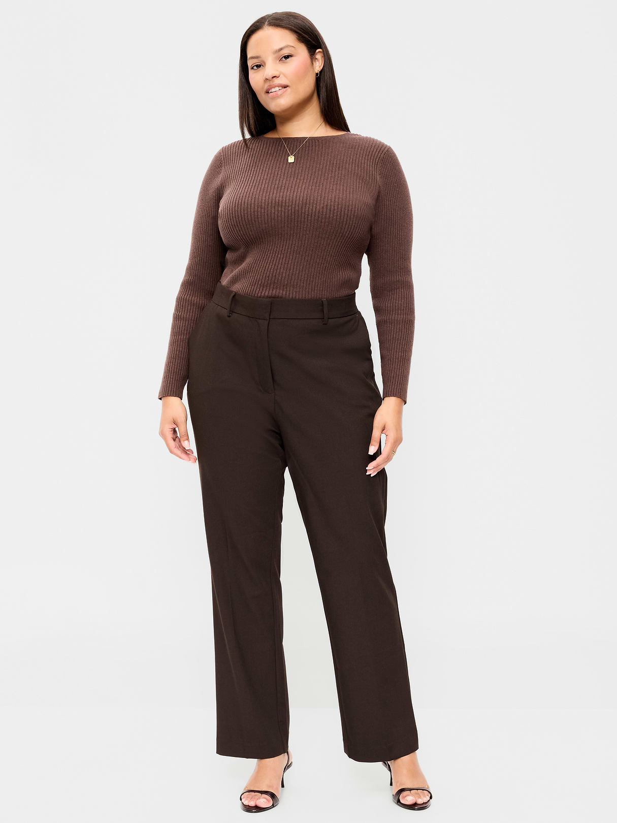Extra High-Waisted Straight-Leg Twill Pants - Black Coffee