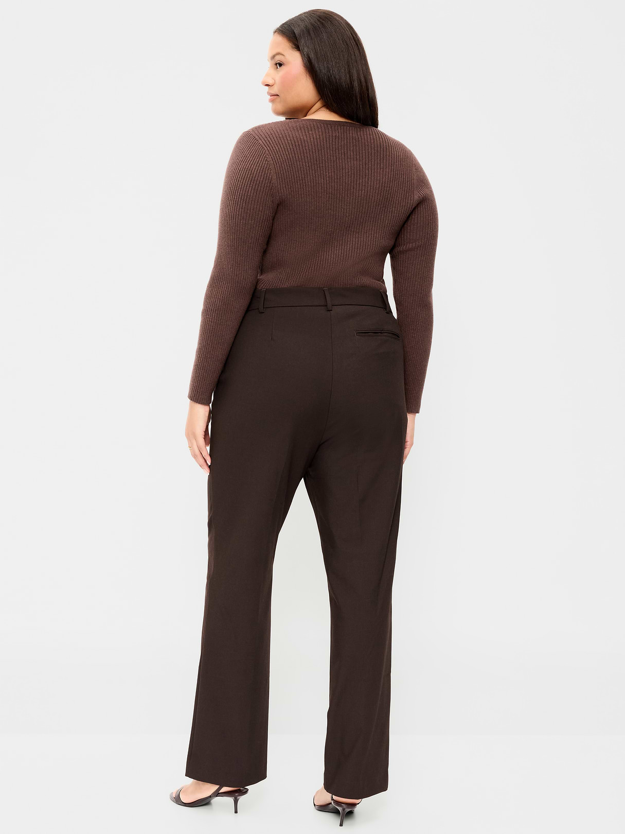 Extra High-Waisted Straight-Leg Twill Pants - Black Coffee