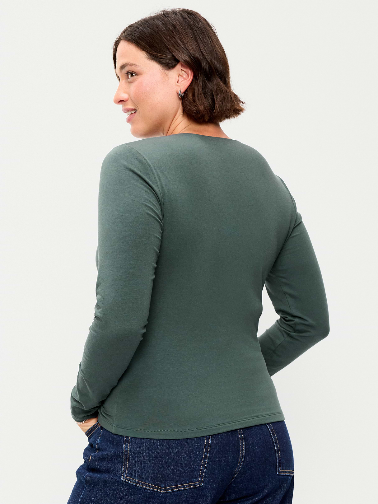 Hug Double-Layer Crew-Neck Long-Sleeve Top - Cavernous