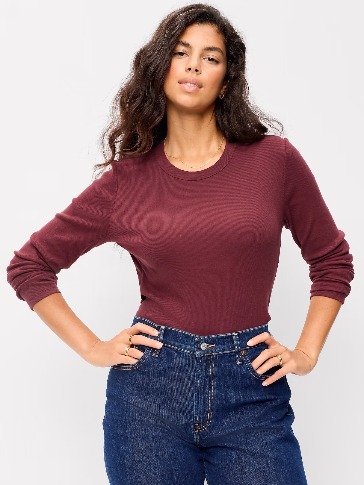 Snug Long-Sleeve Striped Ribbed T-Shirt - Reddy Or Not