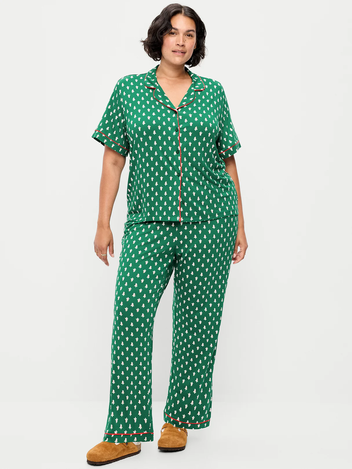 Sunday Sleep Knit Jersey Pant Set - Green Trees