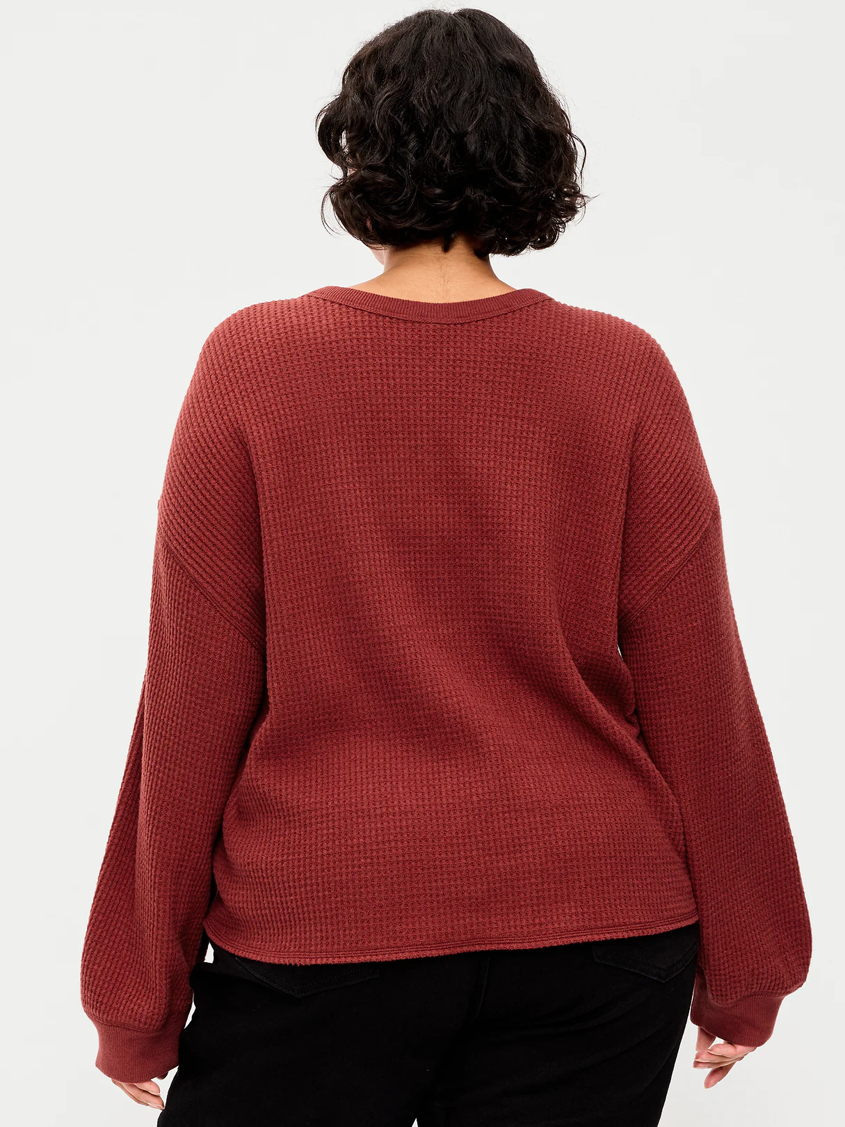 Long-Sleeve Crew-Neck Henley T-Shirt - Goji Berry