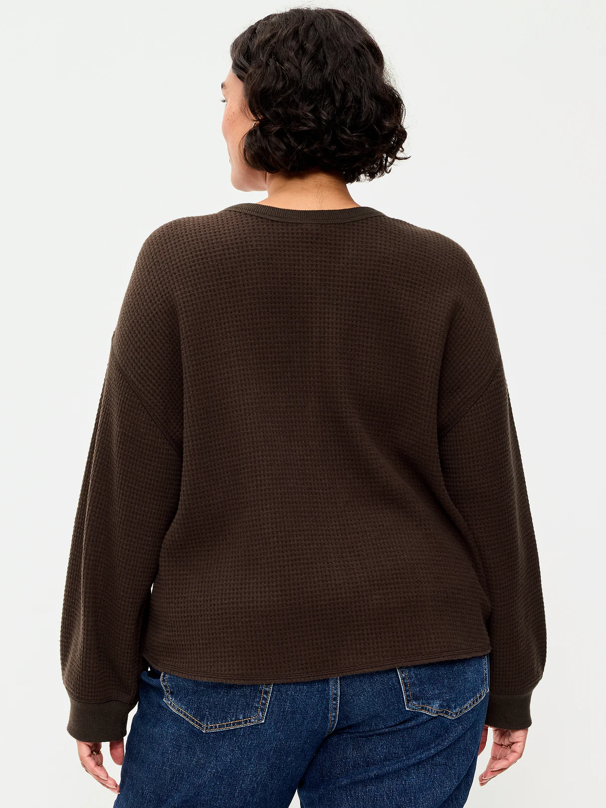 Long-Sleeve Crew-Neck Henley T-Shirt - Black Coffee