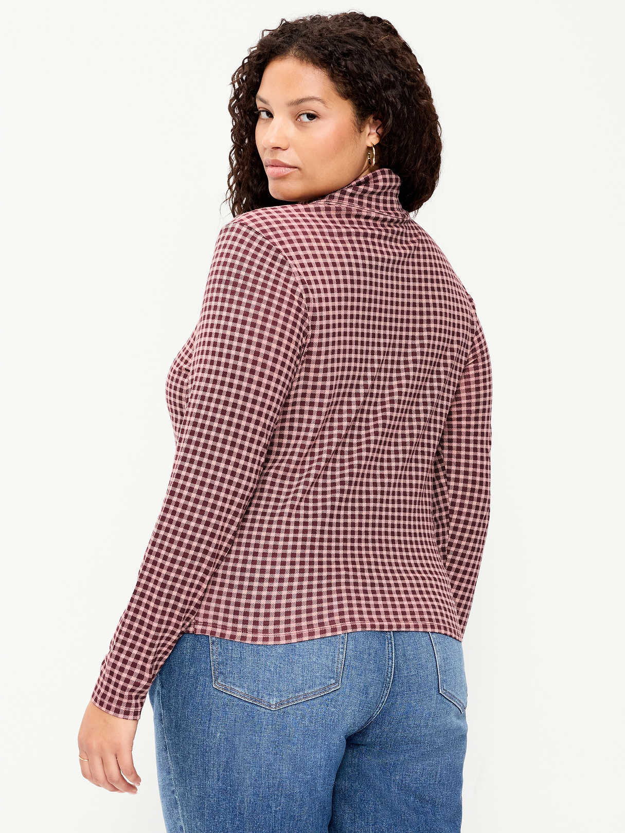 Slim-Fit Turtleneck - Red Gingham