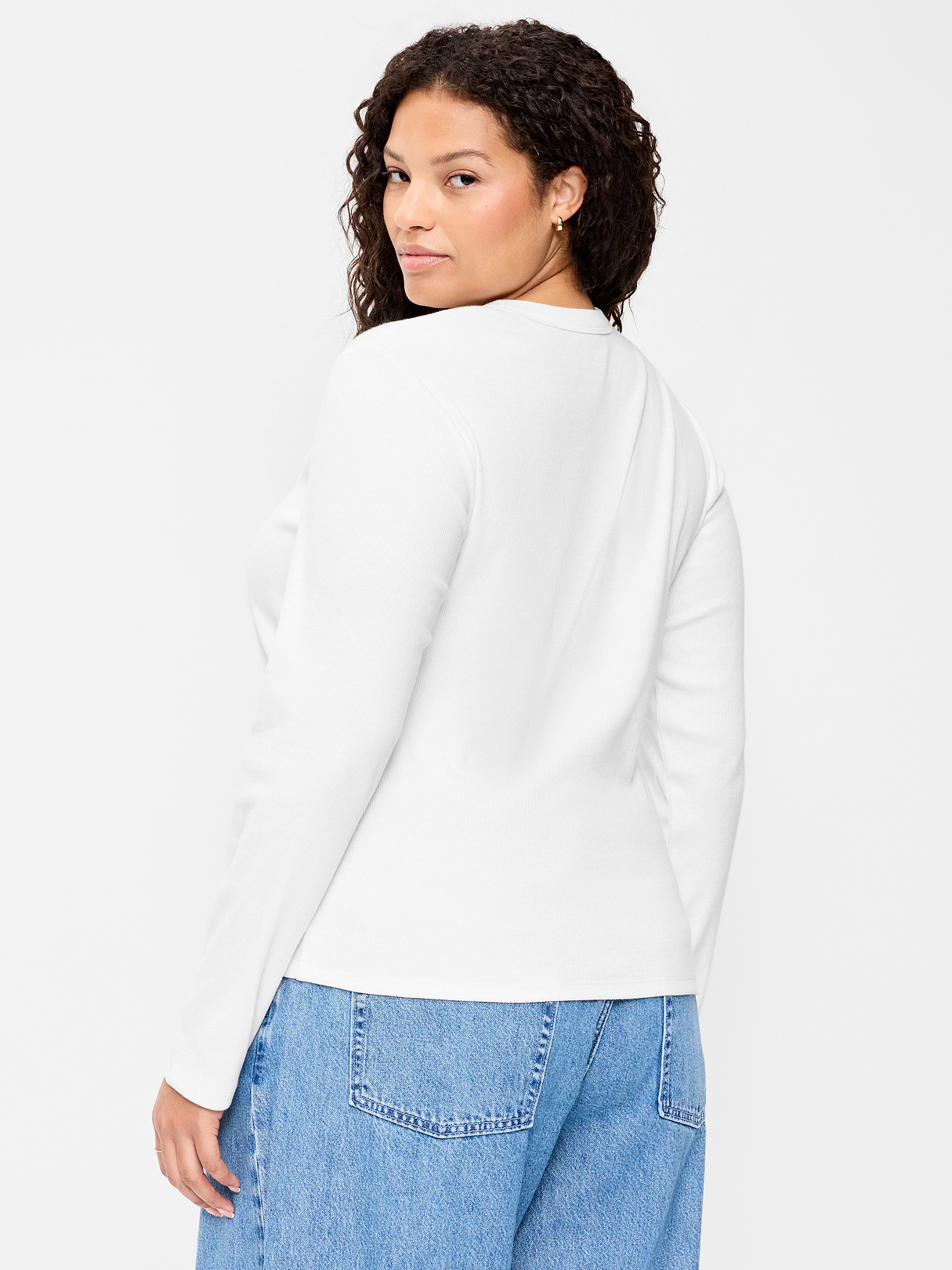 Snug Long-Sleeve Striped Ribbed T-Shirt - White Lilies