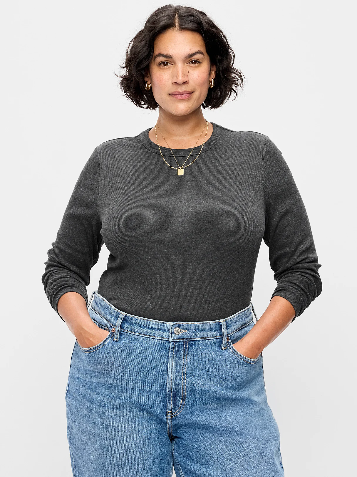 Snug Long-Sleeve Striped Ribbed T-Shirt - Panther
