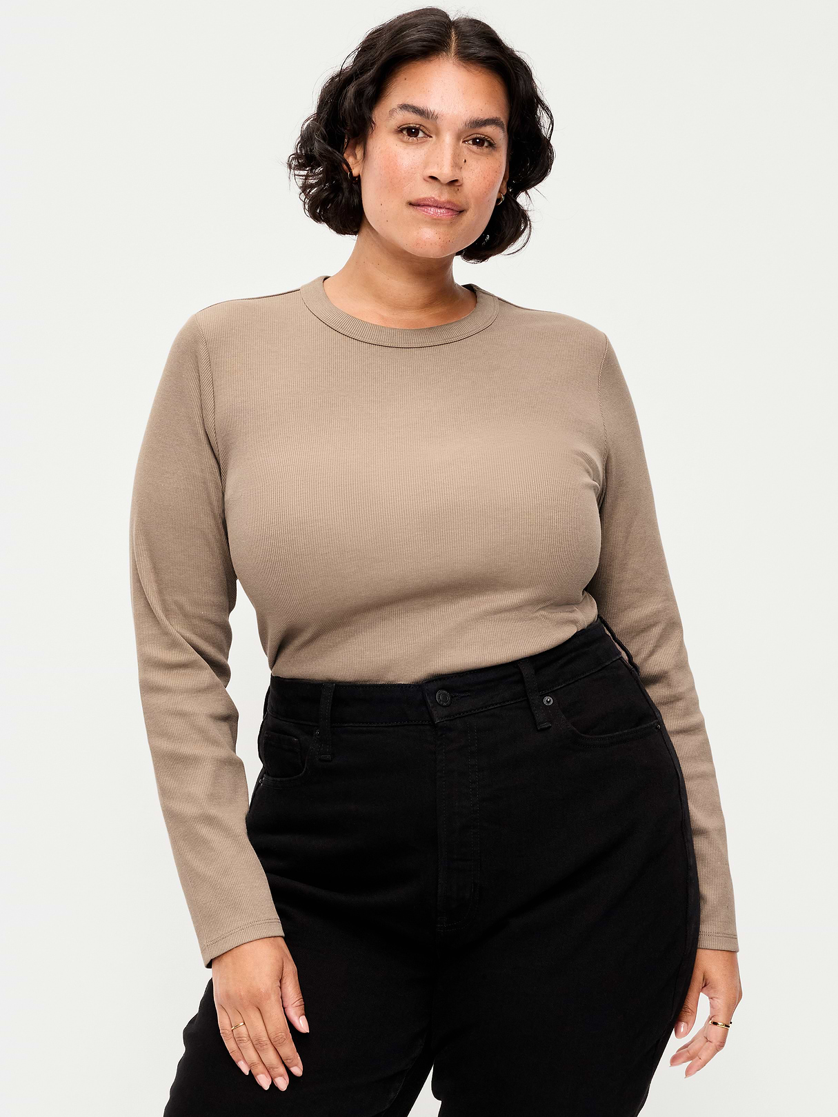 Snug Long-Sleeve Striped Ribbed T-Shirt - Chocolate Malted