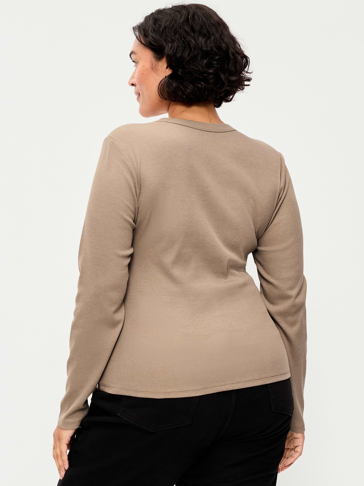 Snug Long-Sleeve Striped Ribbed T-Shirt - Chocolate Malted