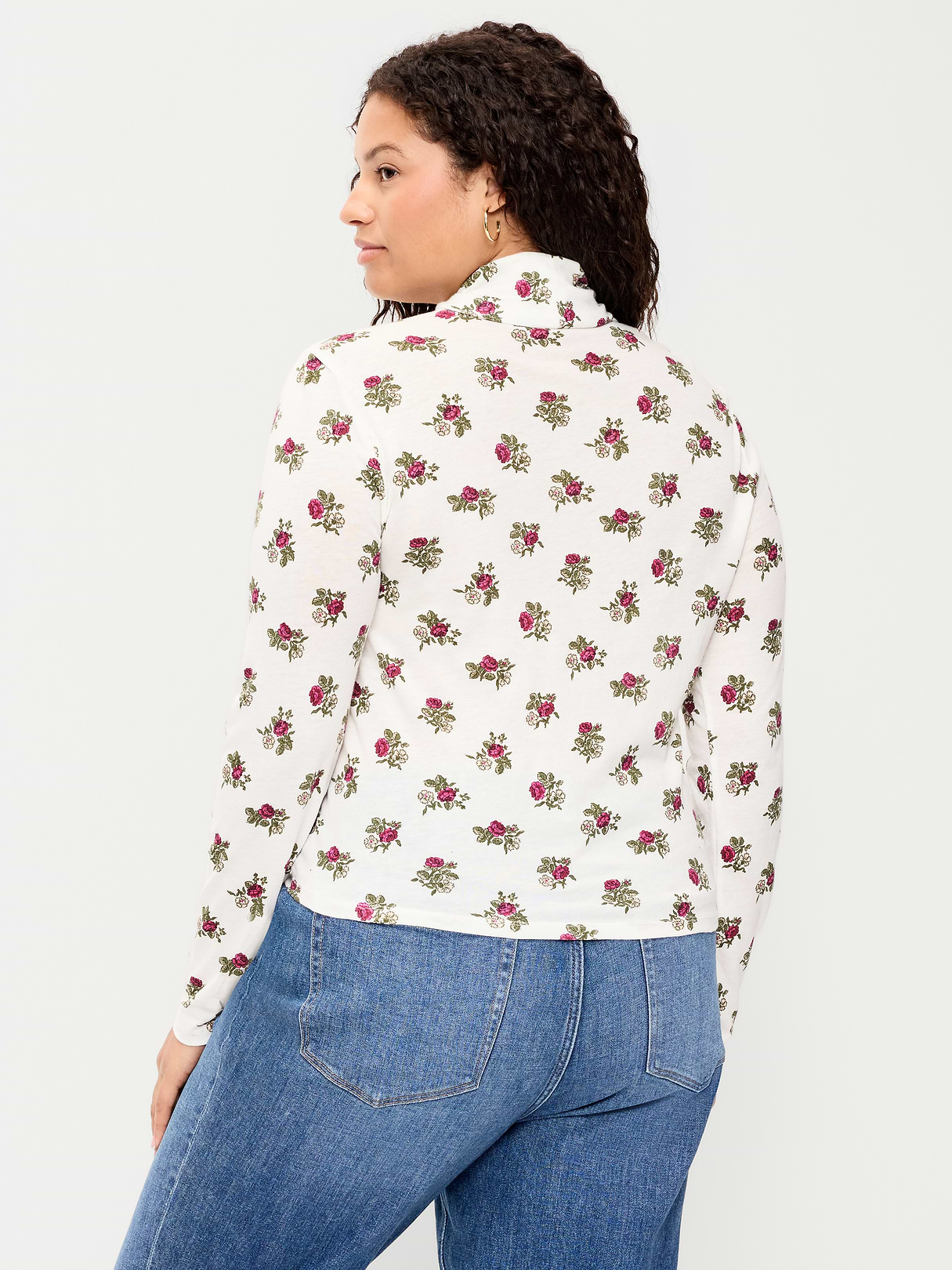 Slim-Fit Turtleneck - White Floral
