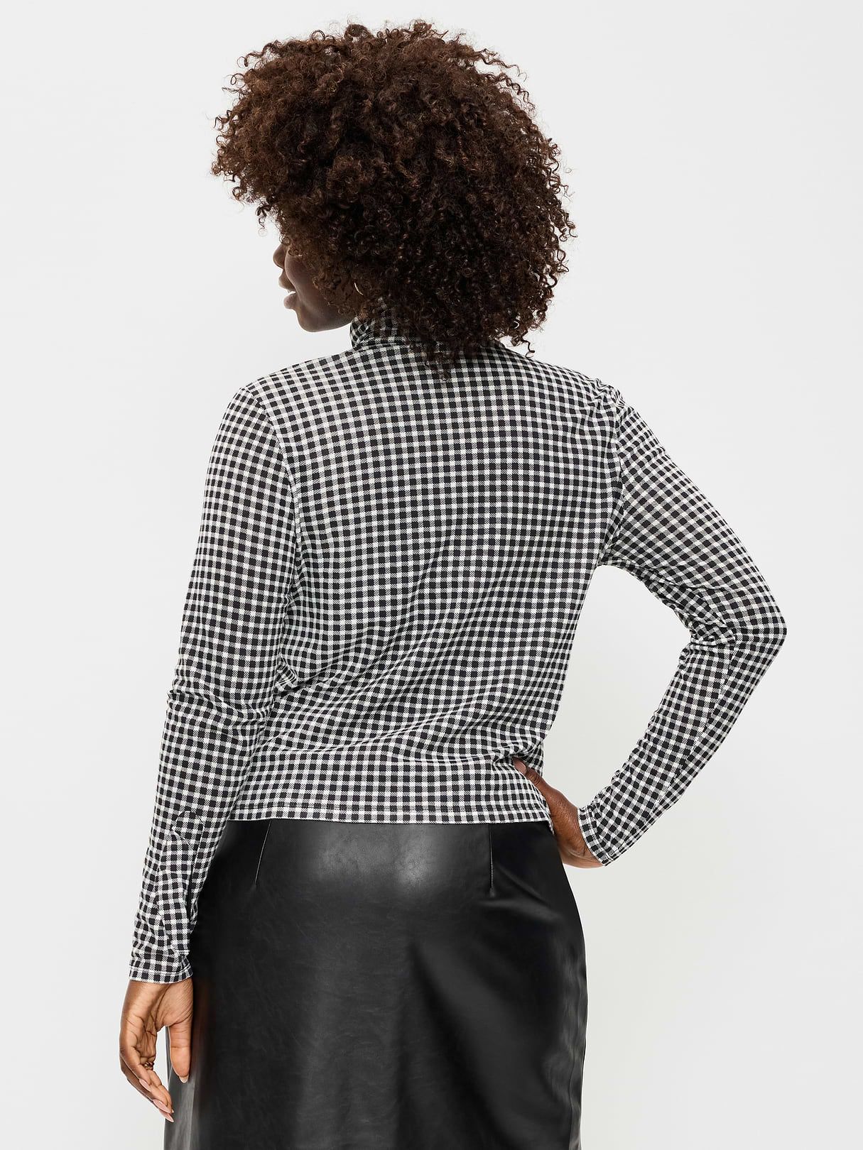 Slim-Fit Turtleneck - Black/Black Gingham