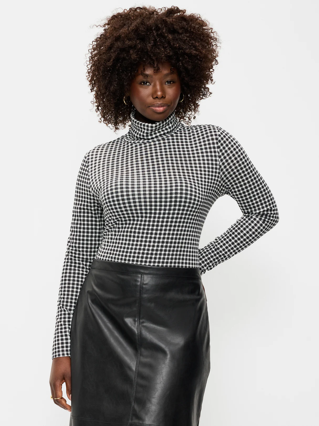 Slim-Fit Turtleneck - Black/Black Gingham