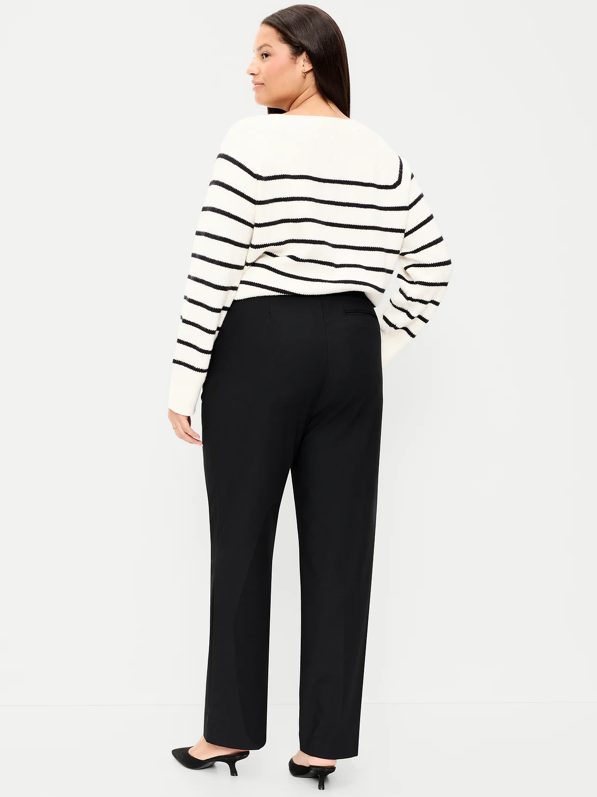 Extra High-Waisted Straight-Leg Twill Pants - Black Jack