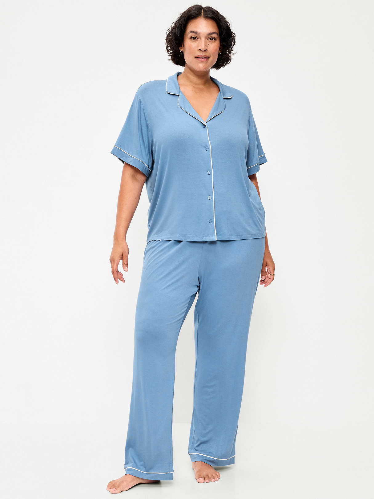 Sunday Sleep Knit Jersey Pant Set - Naturalist Blue
