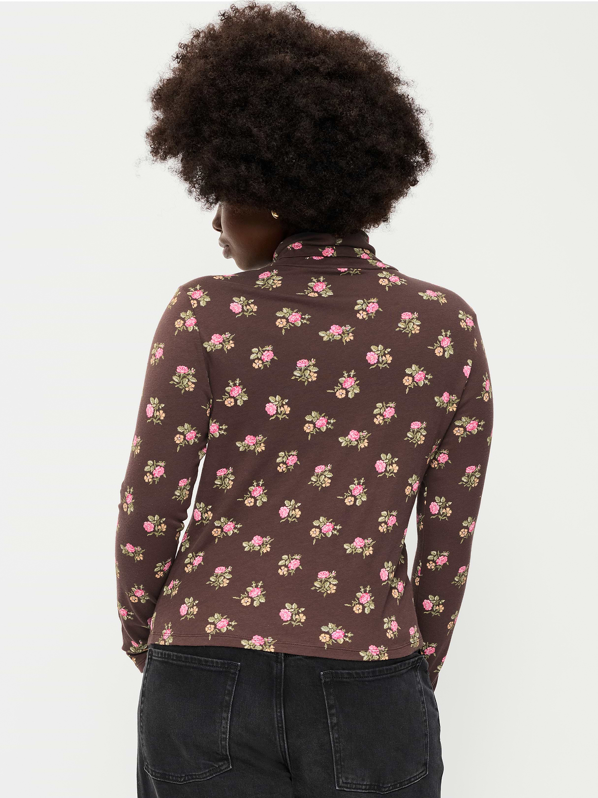 Slim-Fit Turtleneck - Black Floral
