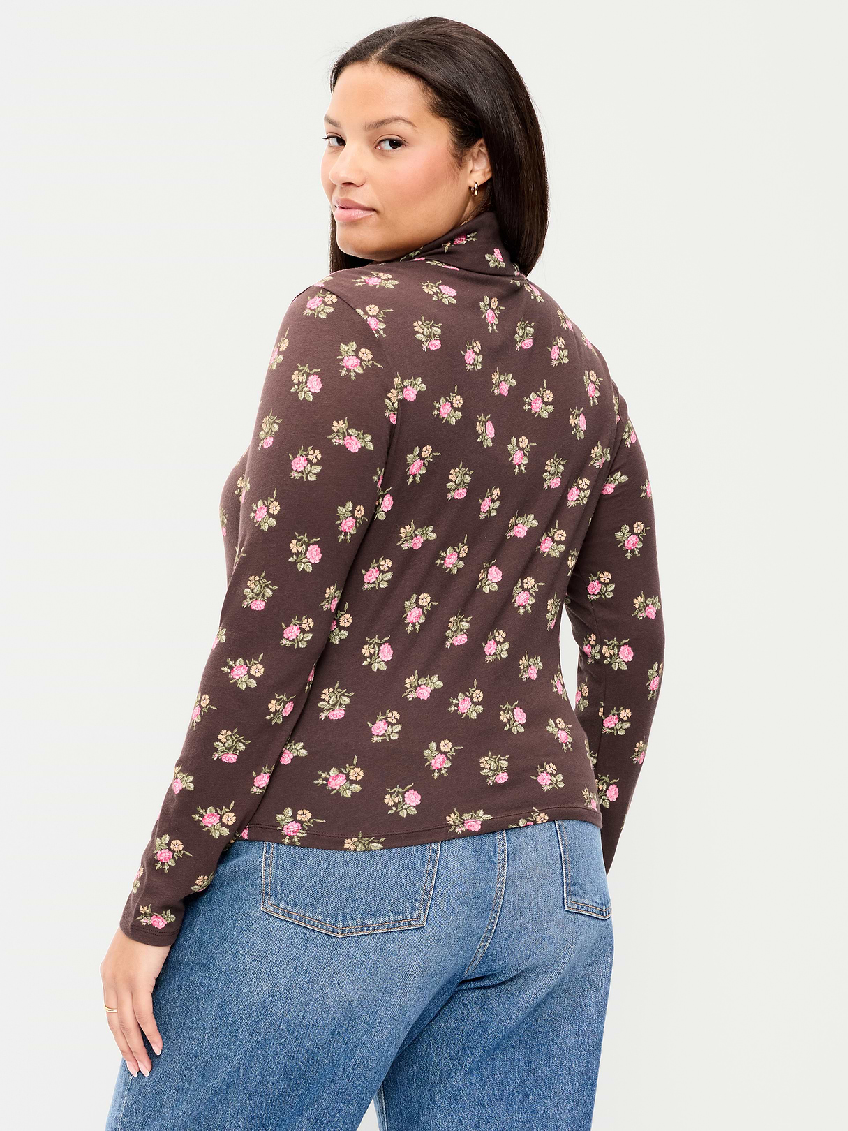 Slim-Fit Turtleneck - Black Floral