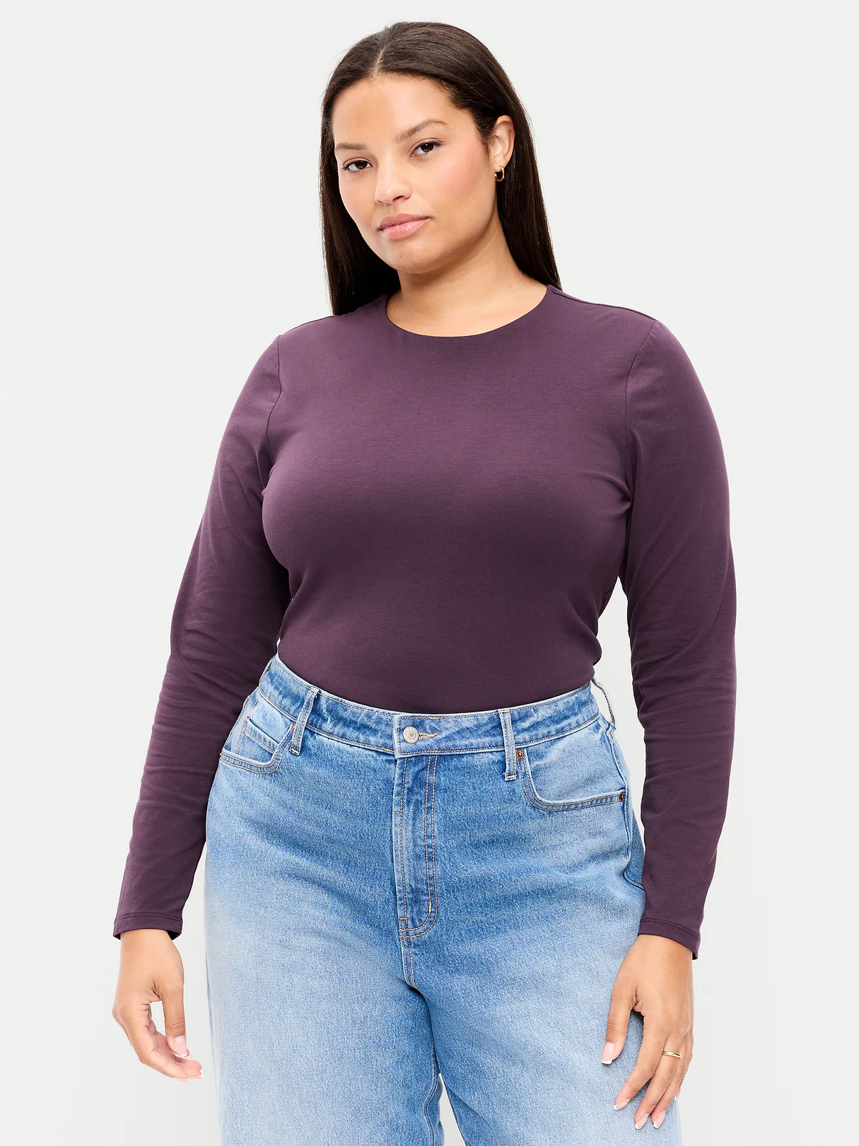 Hug Double-Layer Crew-Neck Long-Sleeve Top - Veil my Night