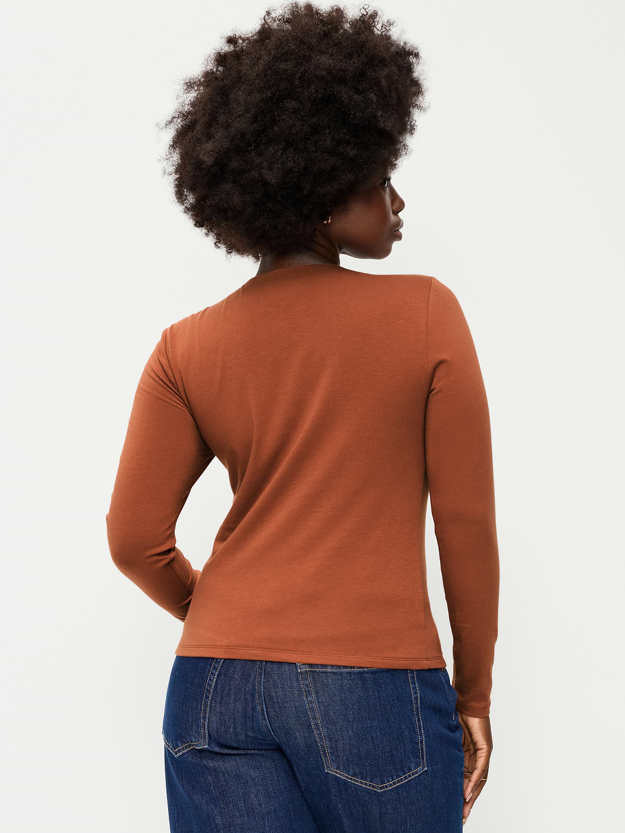 Hug Double-Layer Crew-Neck Long-Sleeve Top - Apple Cinnamon