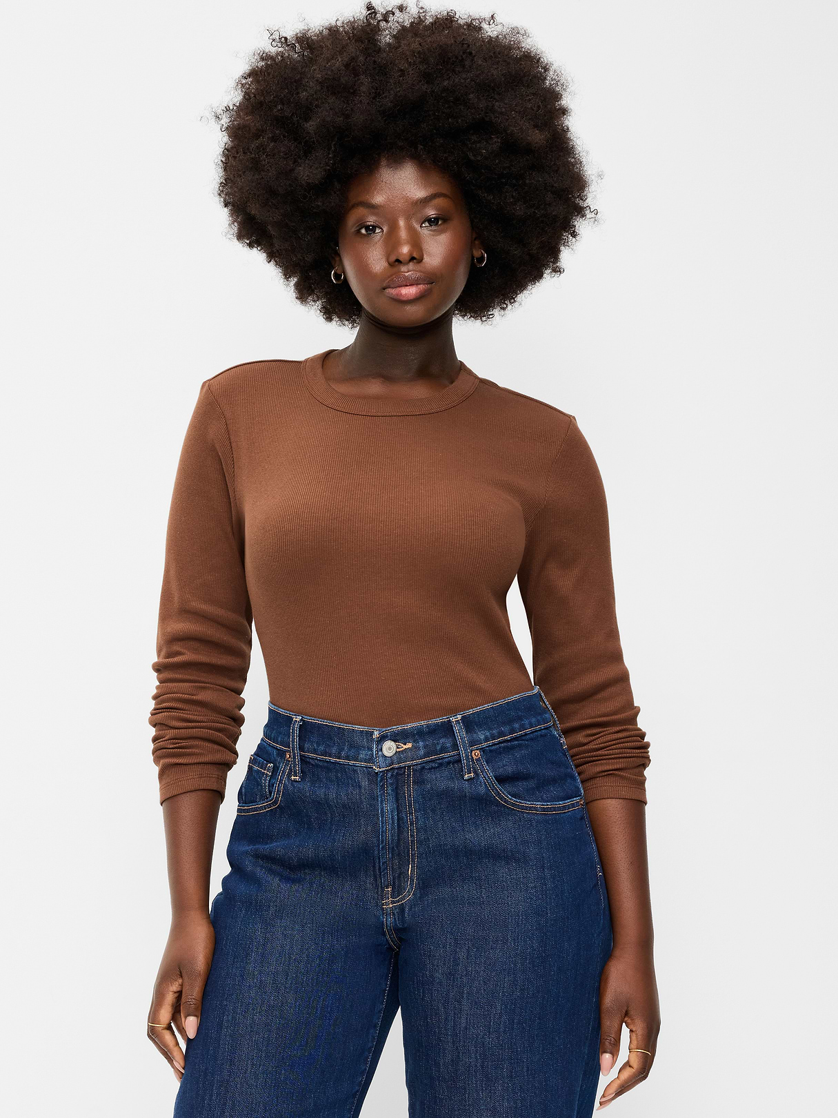 Snug Long-Sleeve Striped Ribbed T-Shirt - Coco de mer