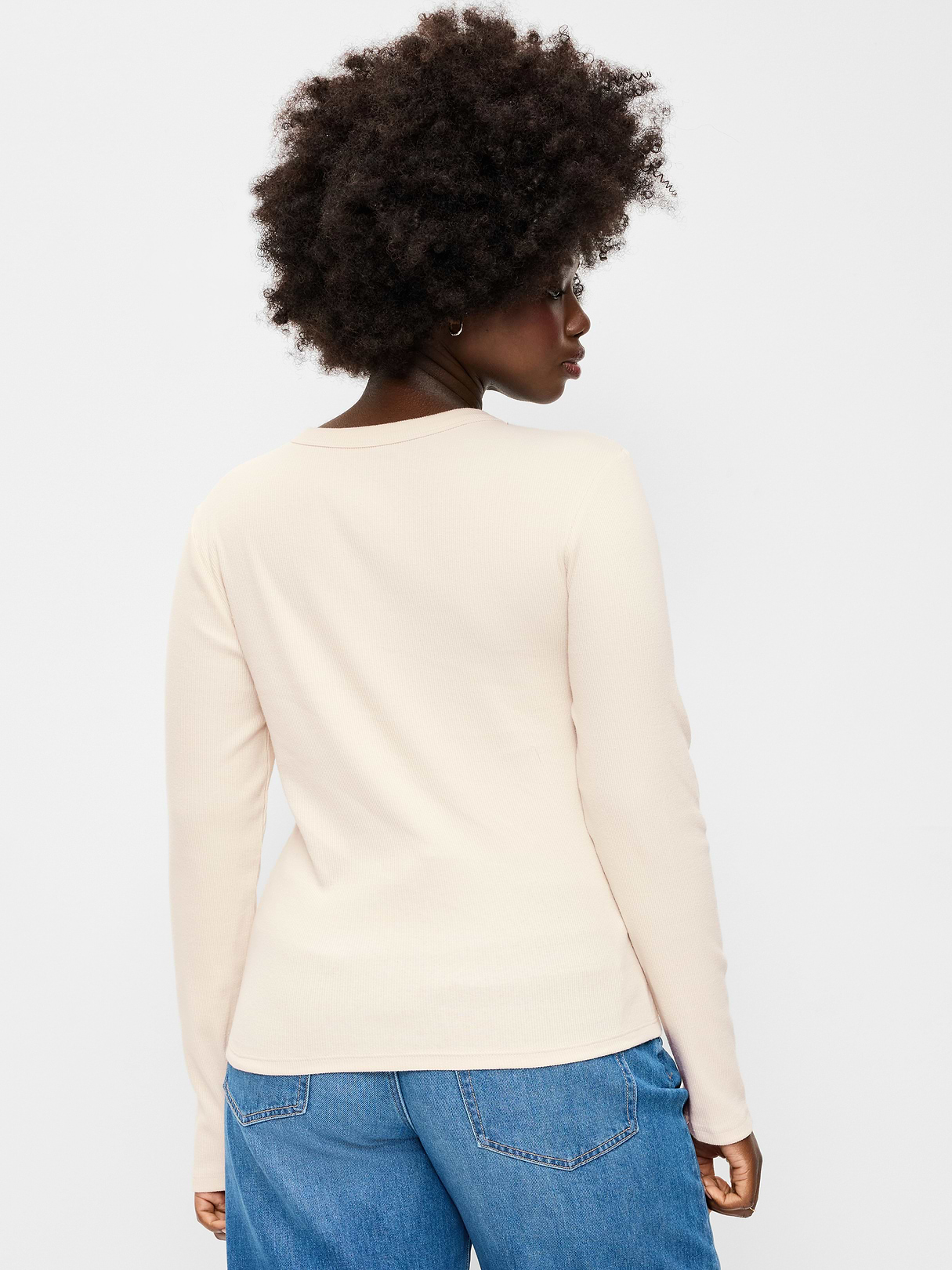 Snug Long-Sleeve Striped Ribbed T-Shirt - Wish Bone