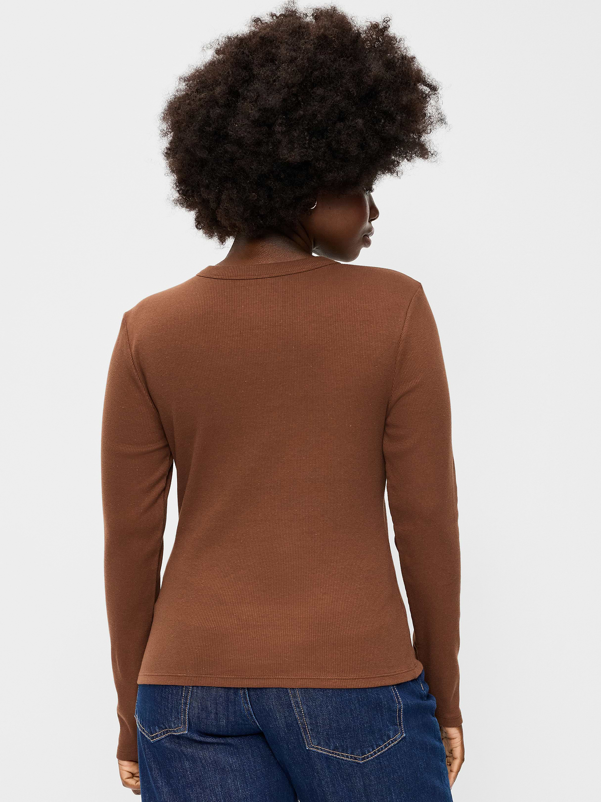 Snug Long-Sleeve Striped Ribbed T-Shirt - Coco de mer