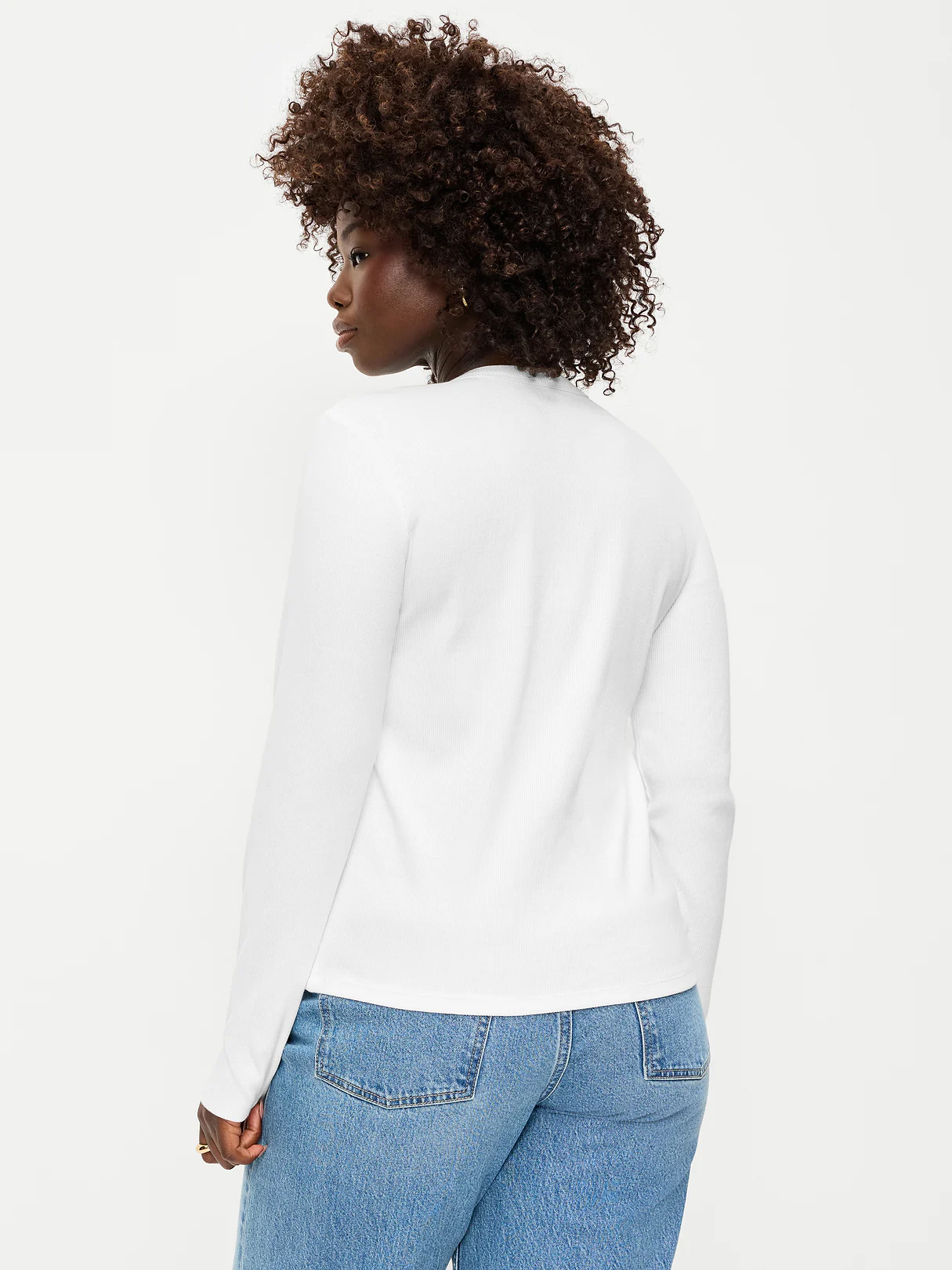 Snug Long-Sleeve Striped Ribbed T-Shirt - White Lilies