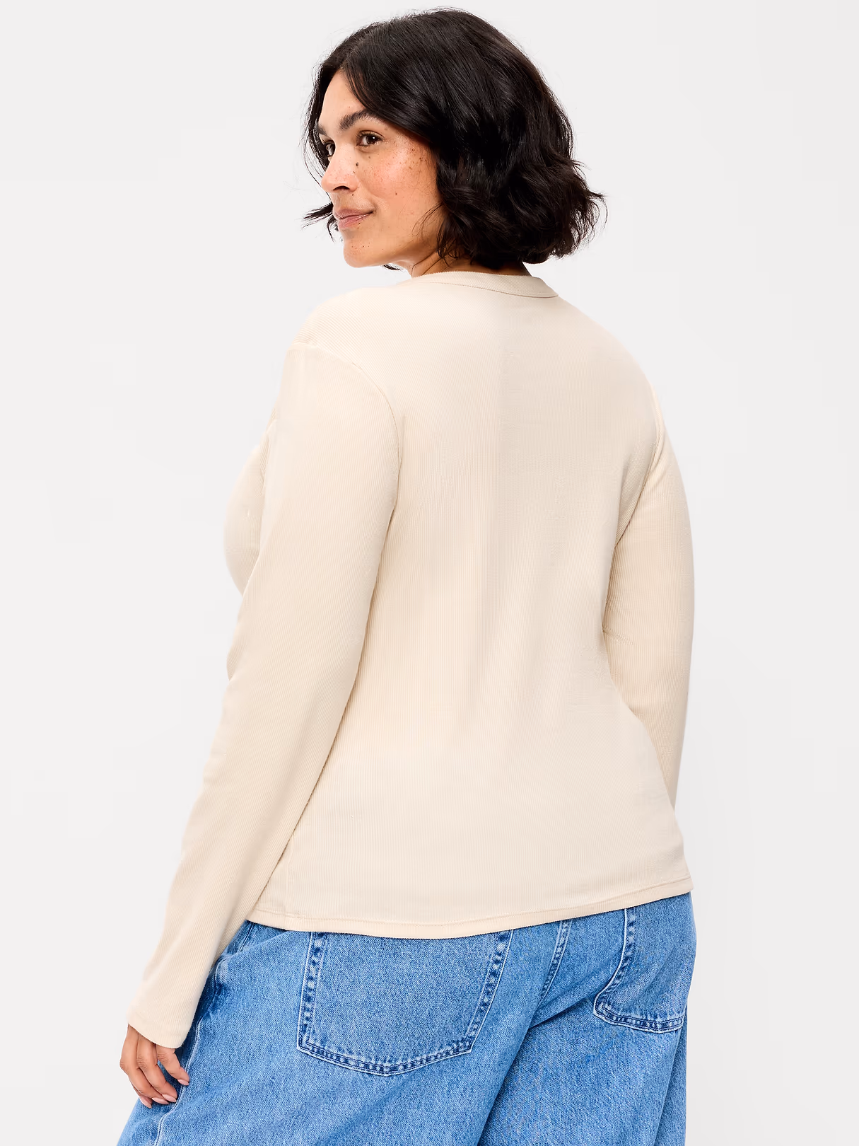 Snug Long-Sleeve Striped Ribbed T-Shirt - Wish Bone