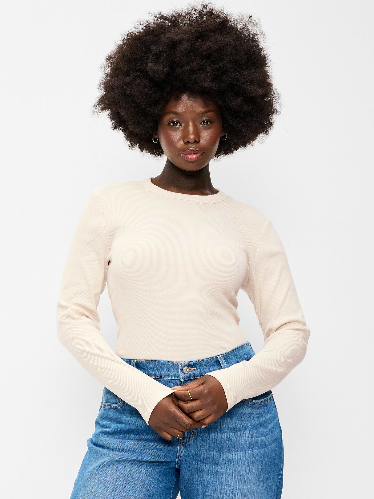 Snug Long-Sleeve Striped Ribbed T-Shirt - Wish Bone
