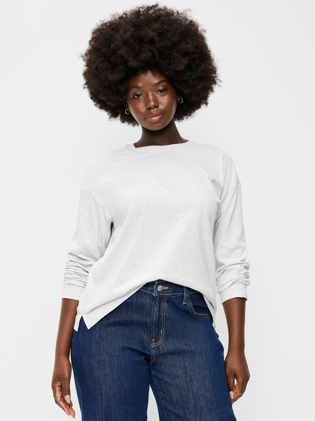 Vintage Long-Sleeve Crew-Neck T-Shirt - Light Heather Gray