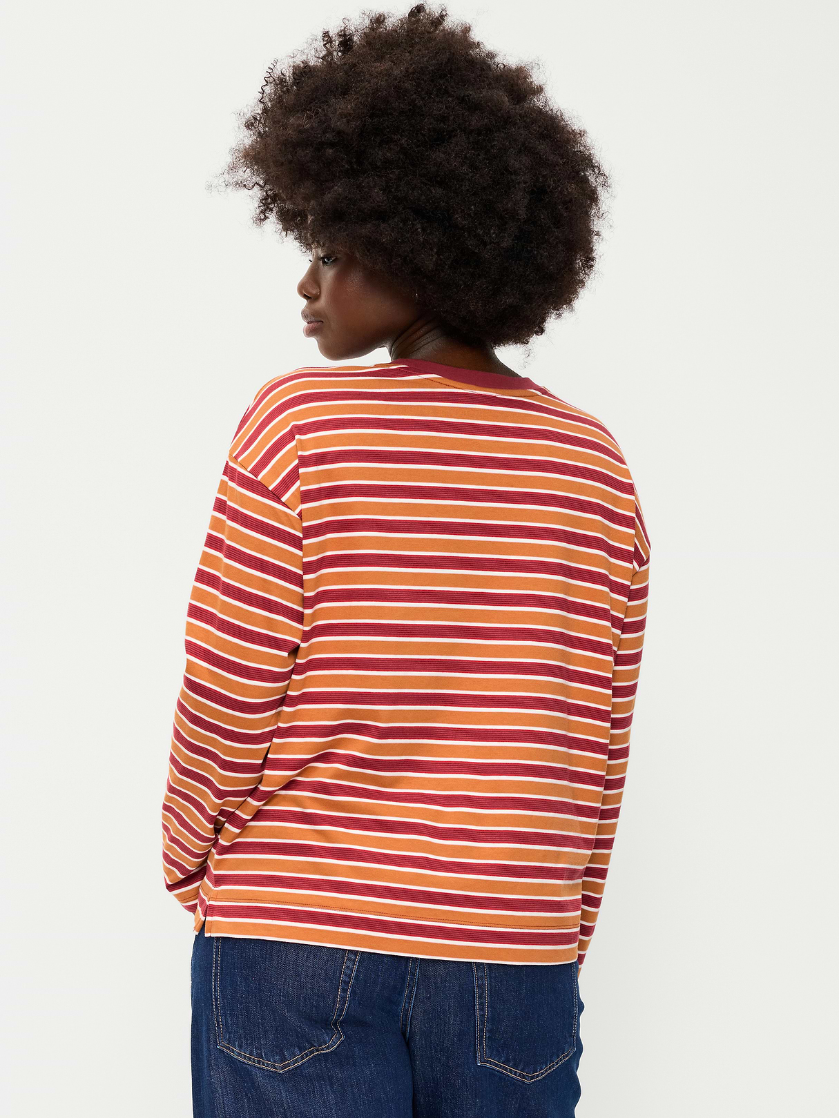 Vintage Long-Sleeve Crew-Neck T-Shirt - Burgundy Stripe