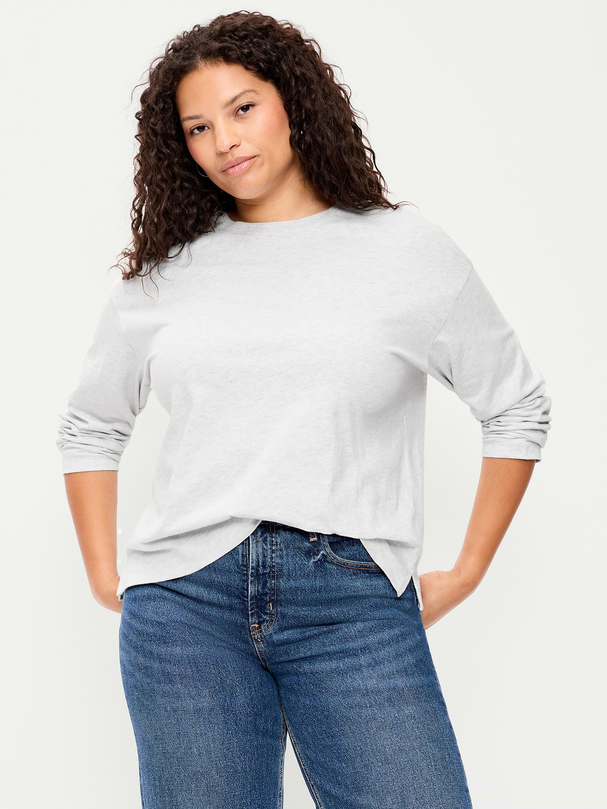Vintage Long-Sleeve Crew-Neck T-Shirt - Light Heather Gray