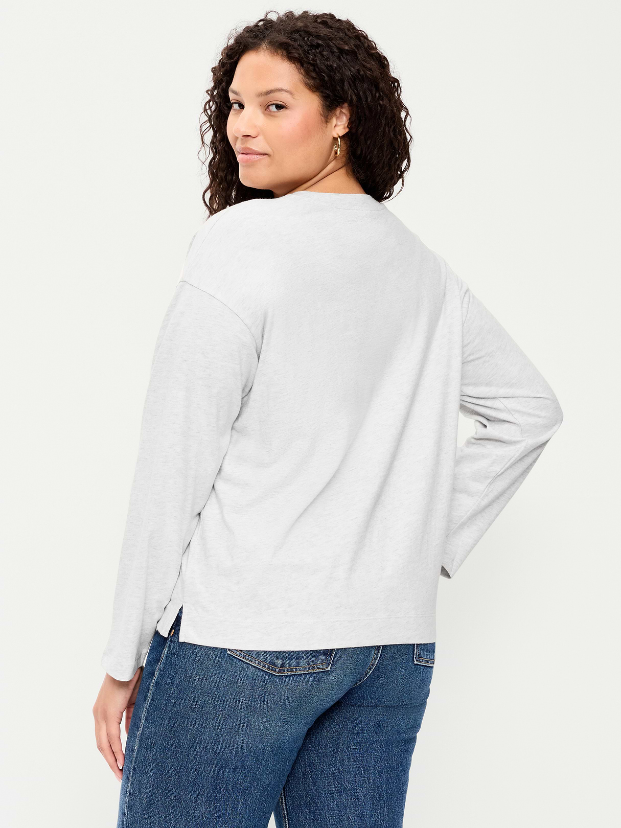 Vintage Long-Sleeve Crew-Neck T-Shirt - Light Heather Gray