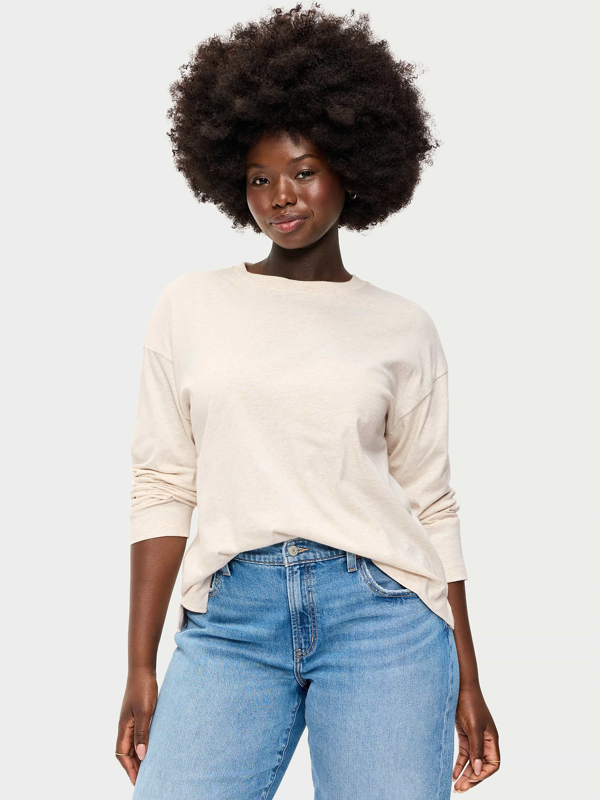 Vintage Long-Sleeve Crew-Neck T-Shirt - Oatmeal Heather