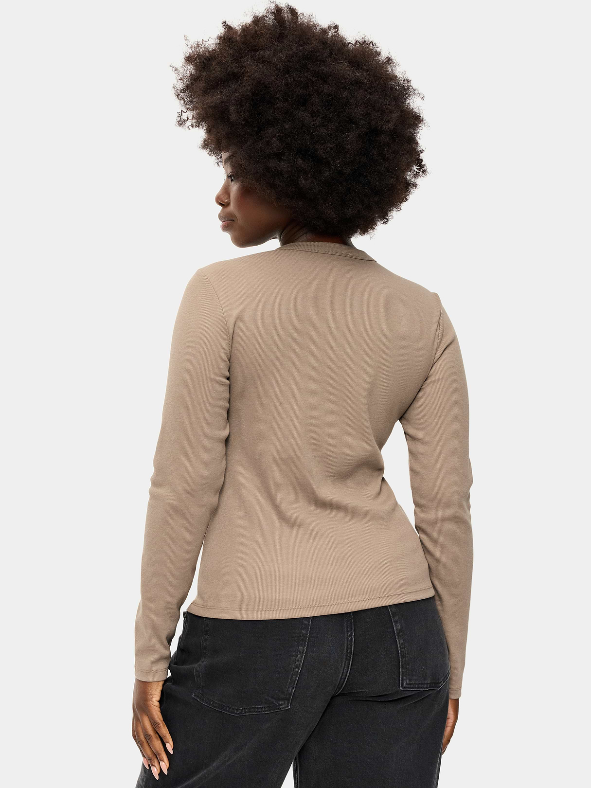 Snug Long-Sleeve Striped Ribbed T-Shirt - Chocolate Malted