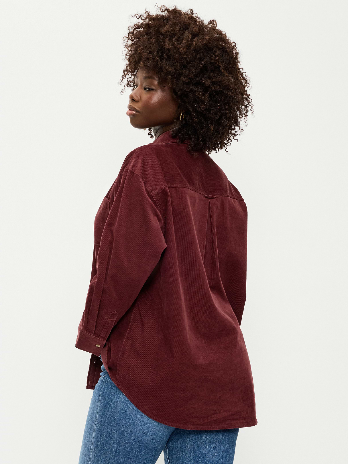 Oversized Boyfriend Button-Down Corduroy Shirt - Reddy Or Not